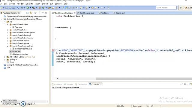 104.Spring declarative transaction management using Annotation смотреть онлайн
