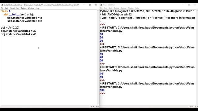 #115 Instance Variable vs Class (Static) Variable in Python | oops concepts | Python tutorials смотреть онлайн