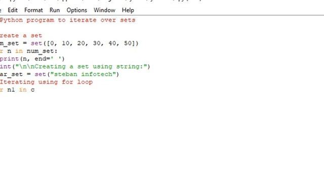 Python program to iterate over sets смотреть онлайн