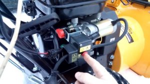 Запуск снегоуборщика при помощи преобразователя 12v в 220v электростартером на 220v . Первый пуск.