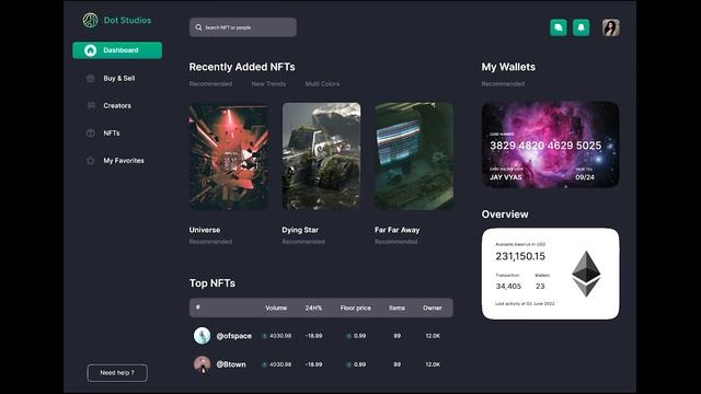 UI Dashboard Design | NFT Dashboard | Figma Design смотреть онлайн