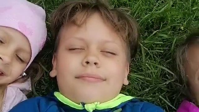 Лежим на травке. Многодетная семья. Многодетки. #shorts