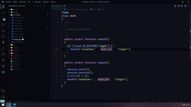 35 Clase auth para restringir accesos a paginas - PHP POO MVC MYSQL FETCH JAVASCRIPT смотреть онлайн