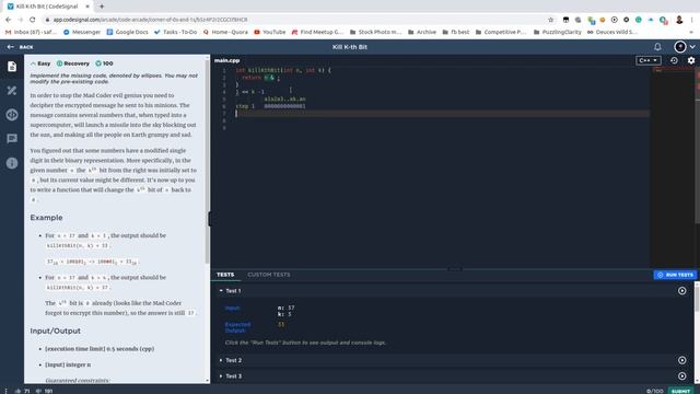 CodeSignal Arcade The Core 17 killKthBit смотреть онлайн