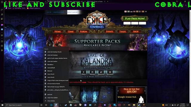 COBRA LASH DEADE EYE league start practice lake of kalandra | path of exile смотреть онлайн