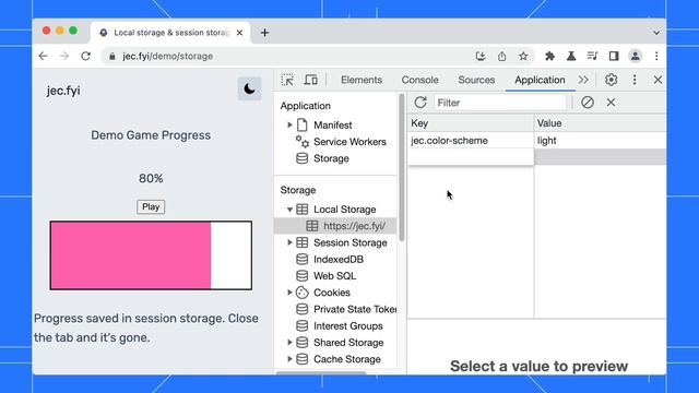 localStorage and sessionStorage - DevTools Tips смотреть онлайн