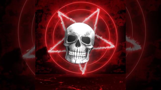 Мрачная сцена с хохочущим черепом, взрывами и пентаграммой. смотреть онлайн