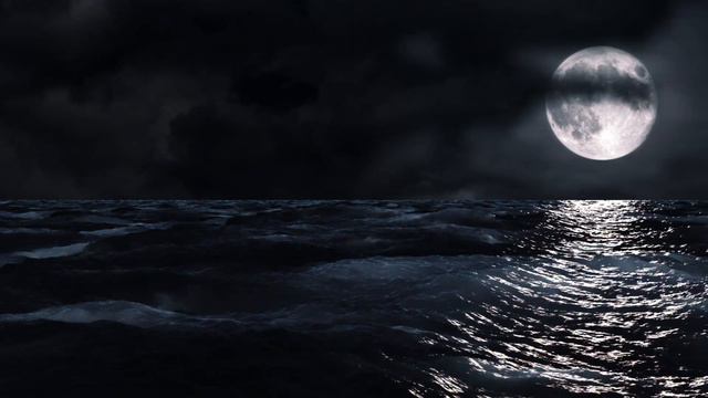 Sloshing Ocean Water Sounds Under The Moonlight | Ocean Sounds For Sleep | Ocean And Distant Birds