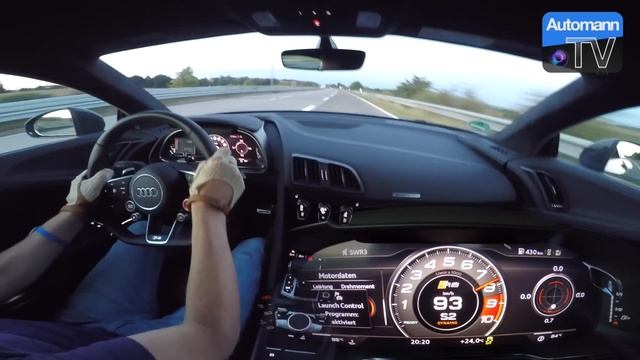 2017 Audi R8 V10 PLUS (610hp) - 0-290 km/h acceleration (60FPS) смотреть онлайн