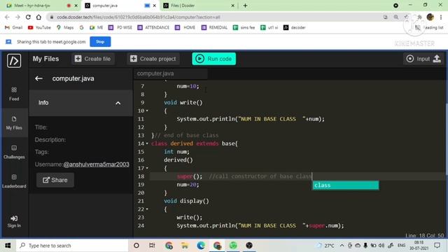 inheritance, constructor, overriding in java | ISC computer semester 2 смотреть онлайн