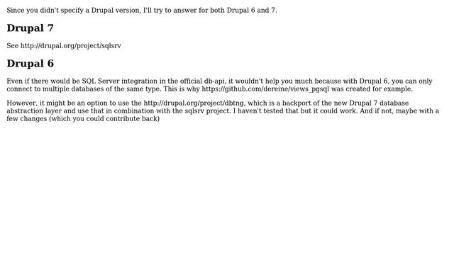Drupal: MSSql or SQL Server Wrapper for custom module? (2 Solutions!!) смотреть онлайн
