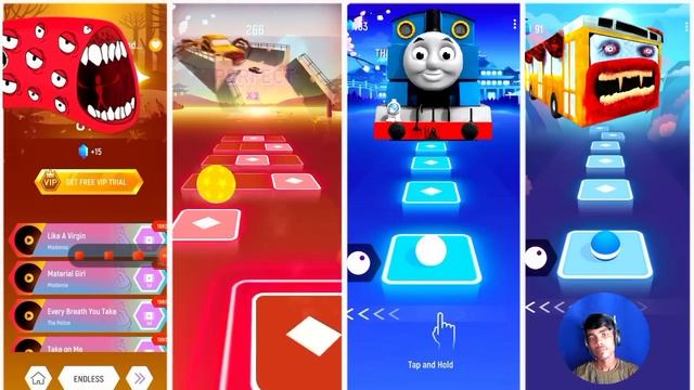 Train Eater vs Car Eater vs Thomas Train vs Bus Eater I Tiles Hop EDM Rush Games смотреть онлайн