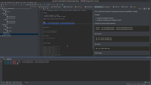 Example for testing grpc backward compatibility in golang. смотреть онлайн