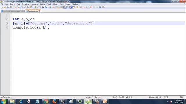 Destructing in ES6 part 1. Destructuring Arrays смотреть онлайн