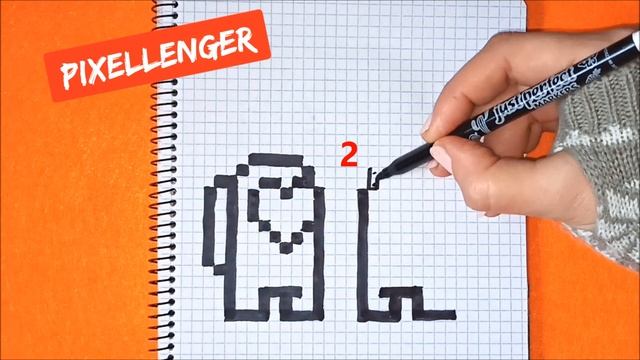 Как рисовать по клеточкам Валентинка Амонг Ас How to Draw Valentine Among Us Pixel Art смотреть онлайн