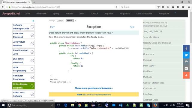 Does return statement allow finally block to execute in Java?
| javapedia.net смотреть онлайн