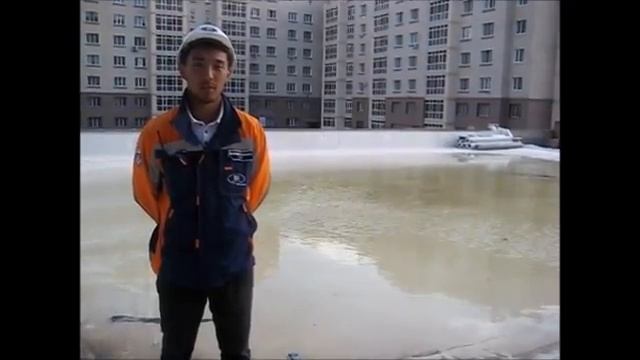 Проверка гидроизоляции эксплуатируемой кровли паркинга гидротестом  ЖК Арман Кала 10