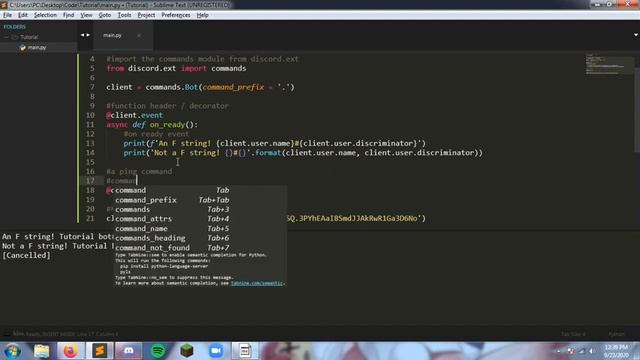 Discord Python Episode 1: Making the bot come alive and replying смотреть онлайн