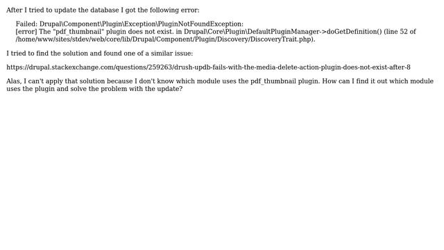 Drupal: The pdf_thumbnail plugin does not exist смотреть онлайн