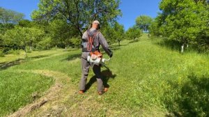 Working on a big hillside with Stihl Fs 561-C and Stihl Fs 460-C and Husqvarna 545-RX.