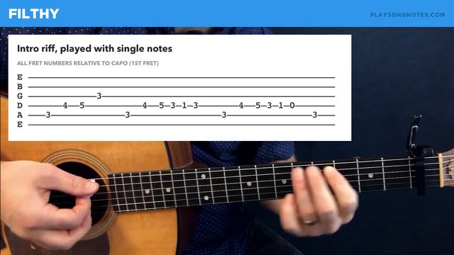 🎸 "Filthy" Justin Timberlake guitar lesson (easy chords w/ tabs) смотреть онлайн