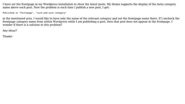 Wordpress: How to show only the name of one category above each posts in frontpage? смотреть онлайн