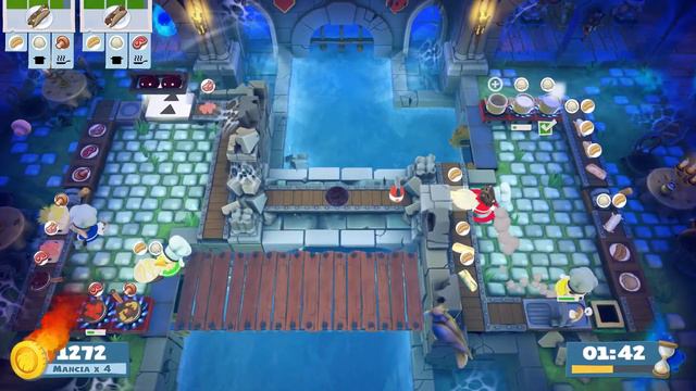 Overcooked 2. Night Of The Hangry Horde 2-1 | 4 Players Online Coop 4 Stars | Score: 2840