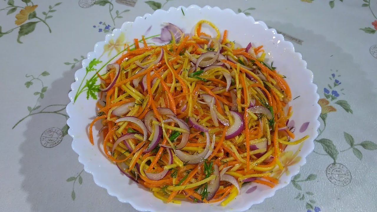 Тыква с морковью по корейски. Супер полезный салат! смотреть онлайн