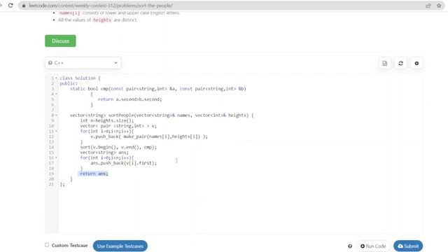 Sort the people || Leetcode-weekly-contest-312 || C++ with code смотреть онлайн