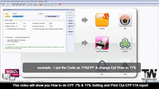 SQL PAYROLL - Setting for EPF 11% TO 7% & Print EPF17A Form смотреть онлайн