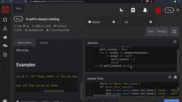 Codewars - Python - Wolf in sheep's clothing