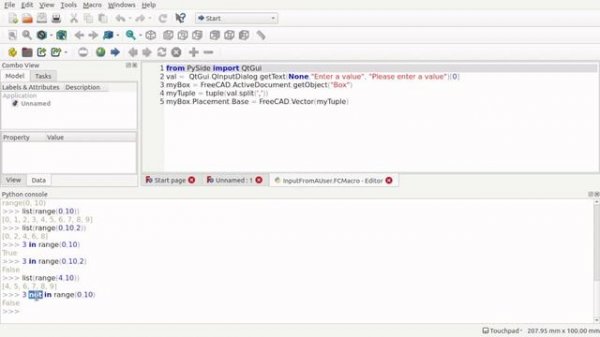 Learn Python in FreeCAD: 04 Operators. Macro Scripting