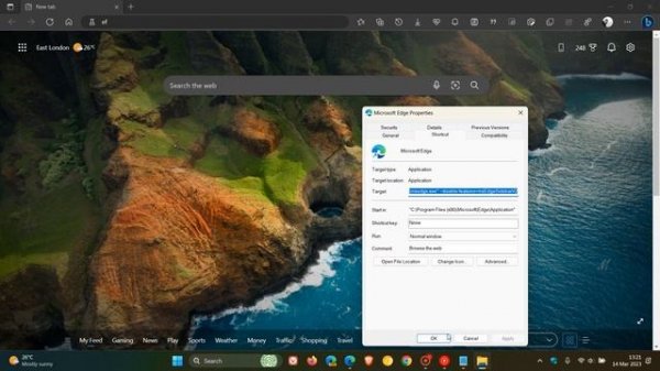 How to remove Microsoft Edge's new Bing toolbar icon