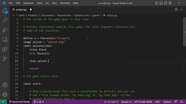 Splash screen customization in Renpy смотреть онлайн