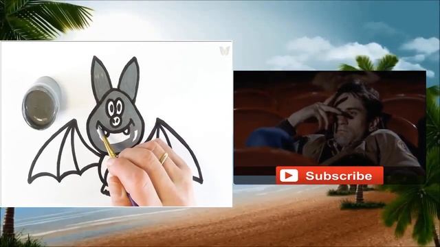 Как нарисовать ЛЕТУЧУЮ МЫШЬ мультик раскраска Хэллоуин ЛЕТУЧАЯ МЫШЬ для детей Раскраски малышам смотреть онлайн