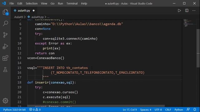 SQLite, Inserindo registros na tabela, INSERT INTO - Curso de Python #49 смотреть онлайн