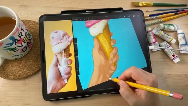 How to Draw Ice Cream in a Painterly Style (Using Procreate) - Stay Home and Draw смотреть онлайн