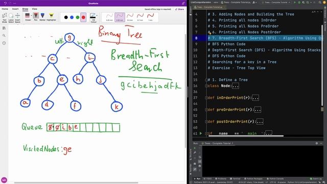 Part 7 - Breadth First Search (BFS) of Binary Tree with Python Implementation смотреть онлайн
