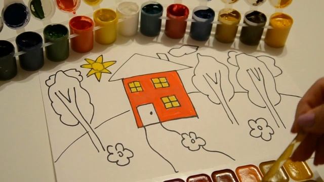 ✿Раскраска.Как нарисовать домик.Рисунки для детей. смотреть онлайн