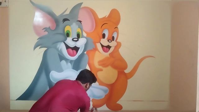 Tom and Jerry wall art / simple wall art / wall painting ideas смотреть онлайн