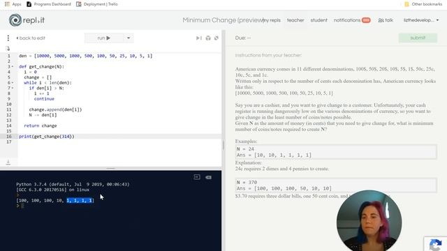 Pseudocode to Python - Greedy Minimum Change Algorithm смотреть онлайн