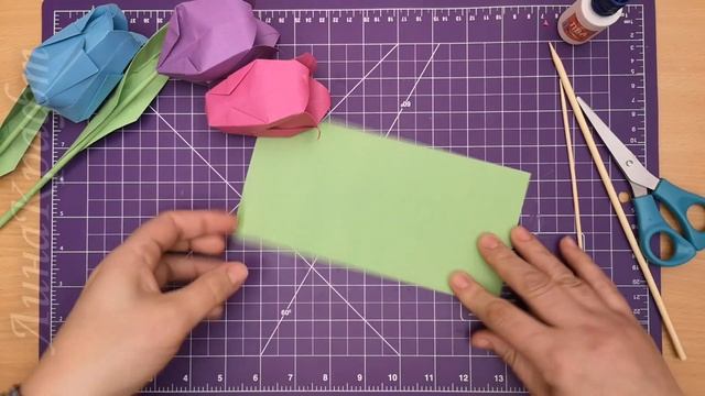 Тюльпан оригами Как сделать тюльпан из бумаги в технике оригами Оригами тюльпан пошагово смотреть онлайн
