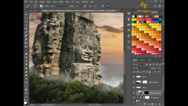 Create Matte Painting with Photoshop | The Lost Temple Photo Manipulation смотреть онлайн
