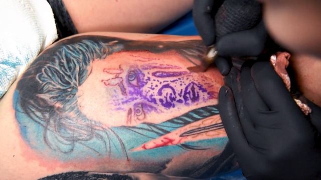 Color Portrait Tattoo - Timelapse With Real Time