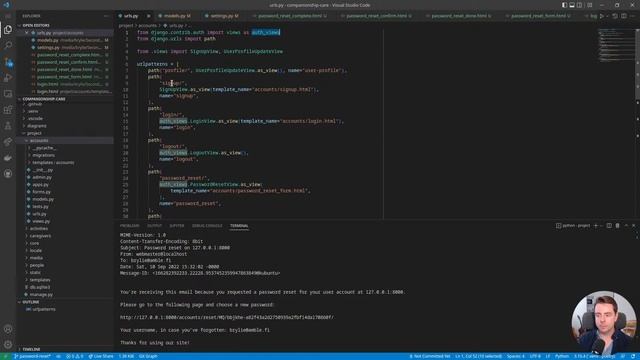 Changing and resetting user passwords in a Django project смотреть онлайн