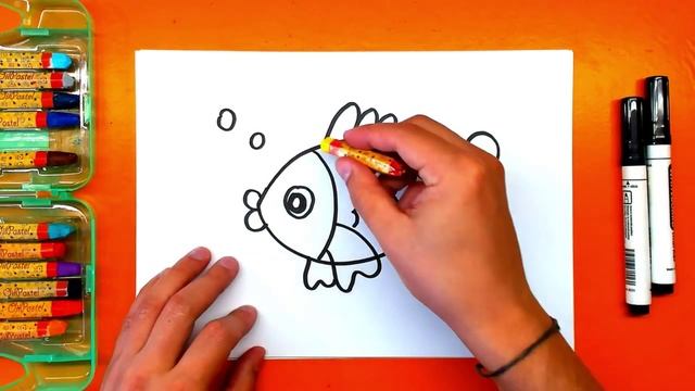 Рисуем ЗОЛОТУЮ Рыбку - Урок рисования для детей. смотреть онлайн
