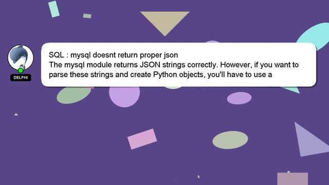 SQL : mysql doesnt return proper json смотреть онлайн