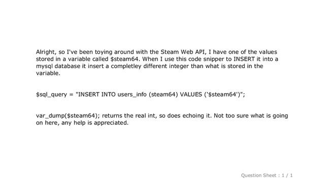 MySQL : Incorrect Integer (2147483647) is inserted into MySQL? смотреть онлайн