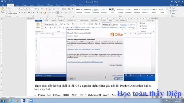 Hướng dẫn sửa lỗi Product Activation Failed đơn giản nhất không cần cài đặt || Học toán thầy Diệp смотреть онлайн