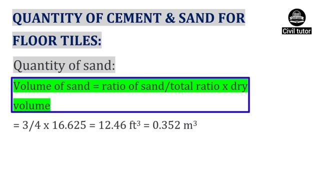 How to calculate Cement and sand for tile work? |for floor & wall |quantity surveying | Civil tutor смотреть онлайн